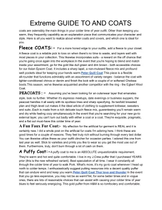 extreme guide to and coats