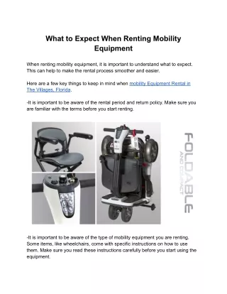 what to expect when renting mobility equipment