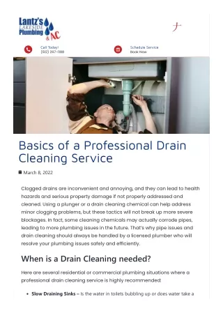 Basics of a Professional Drain Cleaning Service