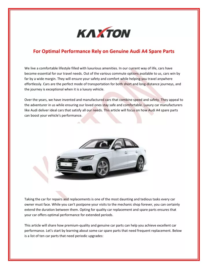 for optimal performance rely on genuine audi