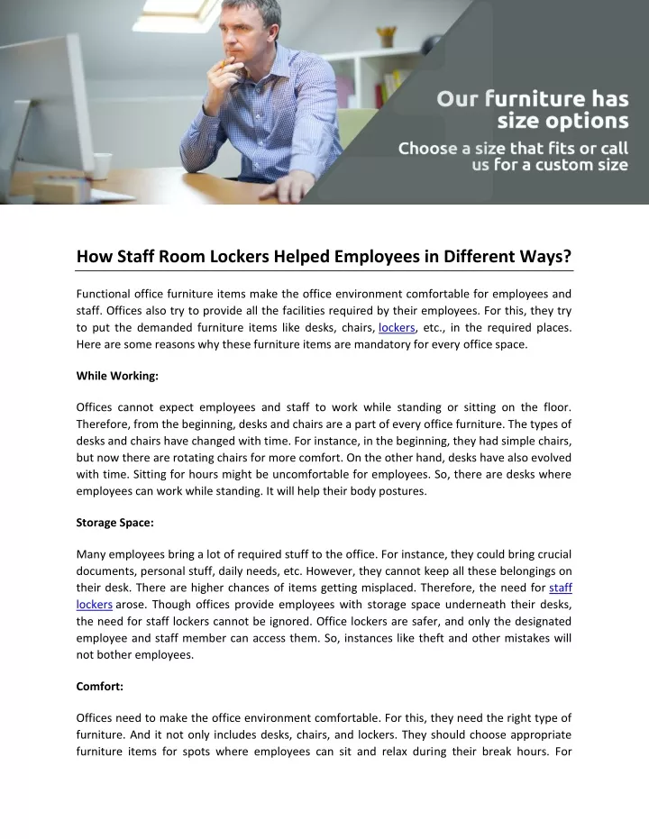 how staff room lockers helped employees