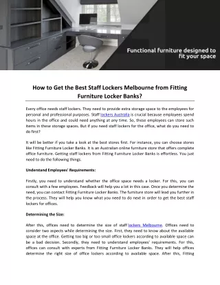 How to Get the Best Staff Lockers Melbourne from Fitting Furniture Locker Banks