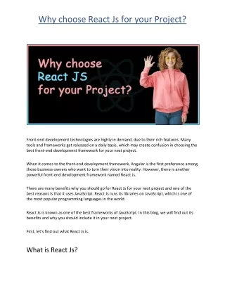 why choose react js for your project