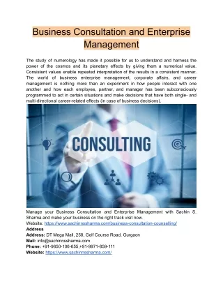 Business Consultation and Enterprise Management