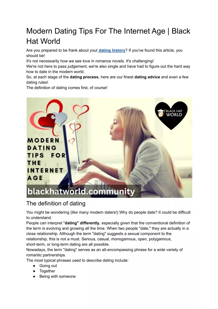 modern dating tips for the internet age black