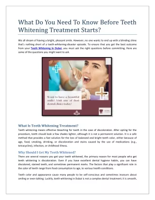What Do You Need To Know Before Teeth Whitening Treatment Starts?
