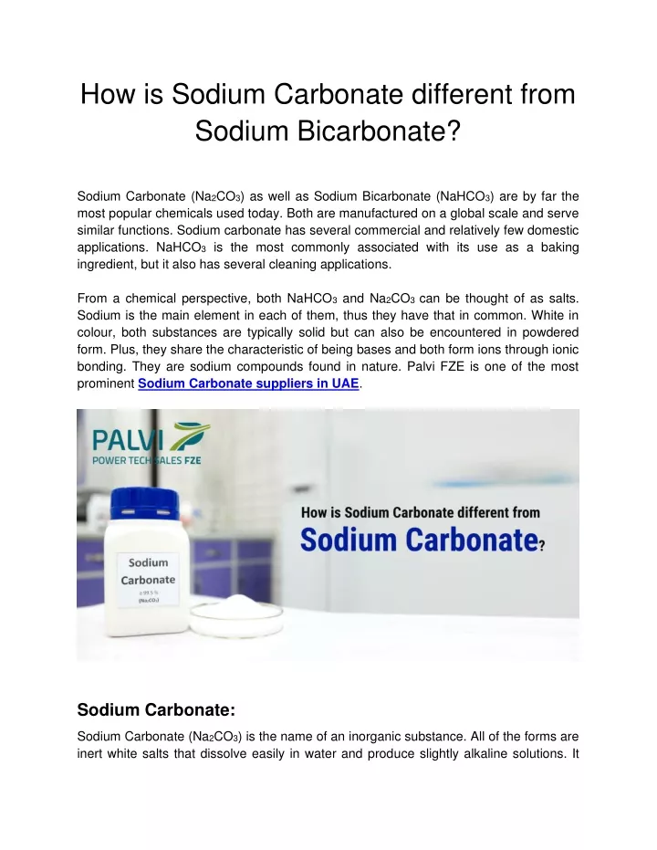how is sodium carbonate different from sodium