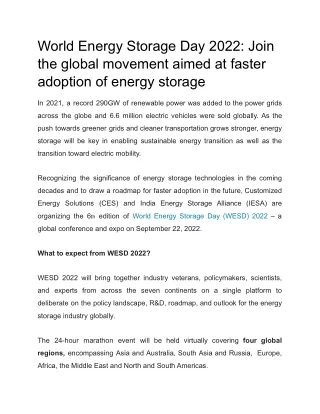 World Energy Storage Day 2022_ Join the global movement aimed at faster adoption of energy storage