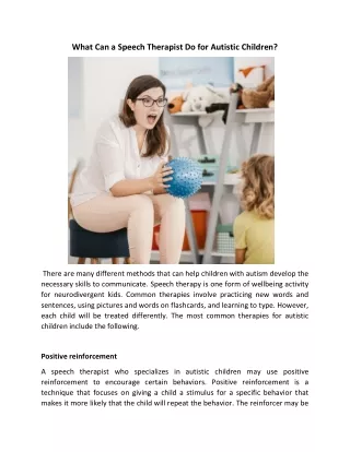 what can a speech therapist do for autistic