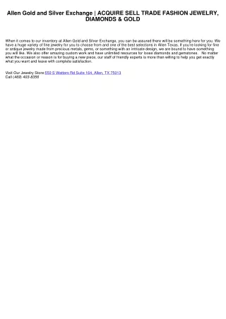 Allen Gold and Silver Exchange | ACQUIRE SELL TRADE JEWELRY, DIAMONDS & GOLD