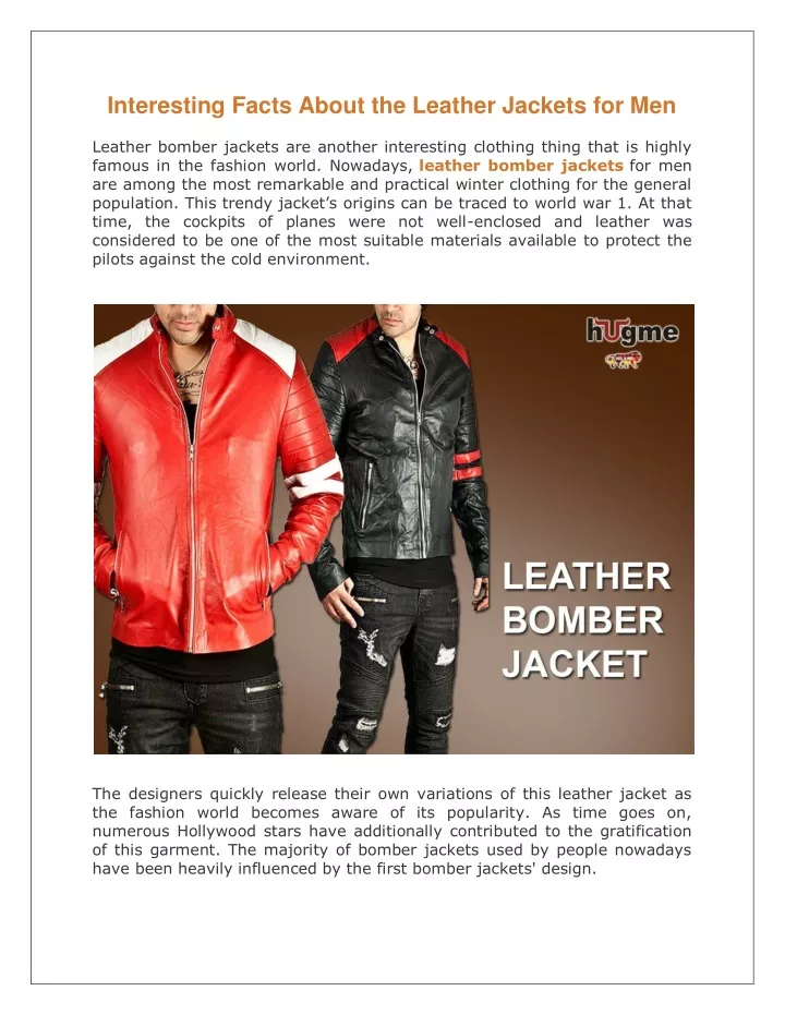 interesting facts about the leather jackets