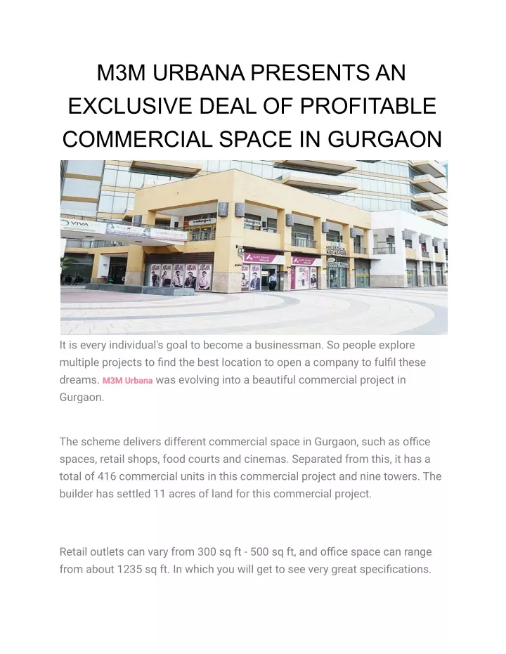 m3m urbana presents an exclusive deal
