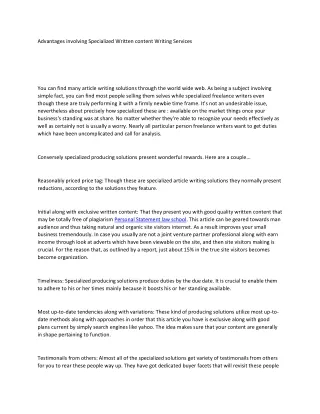 advantages involving specialized written content