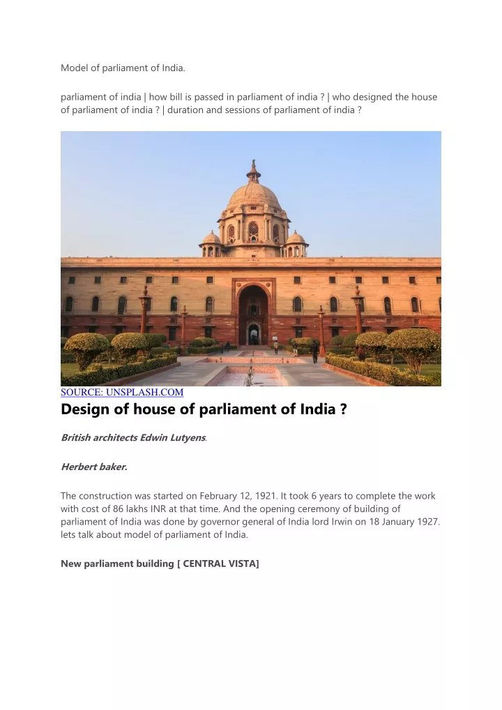 model of parliament of india