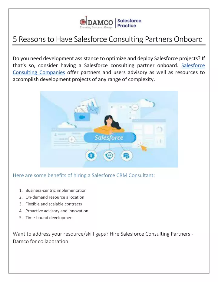 5 reasons to have salesforce consulting partners