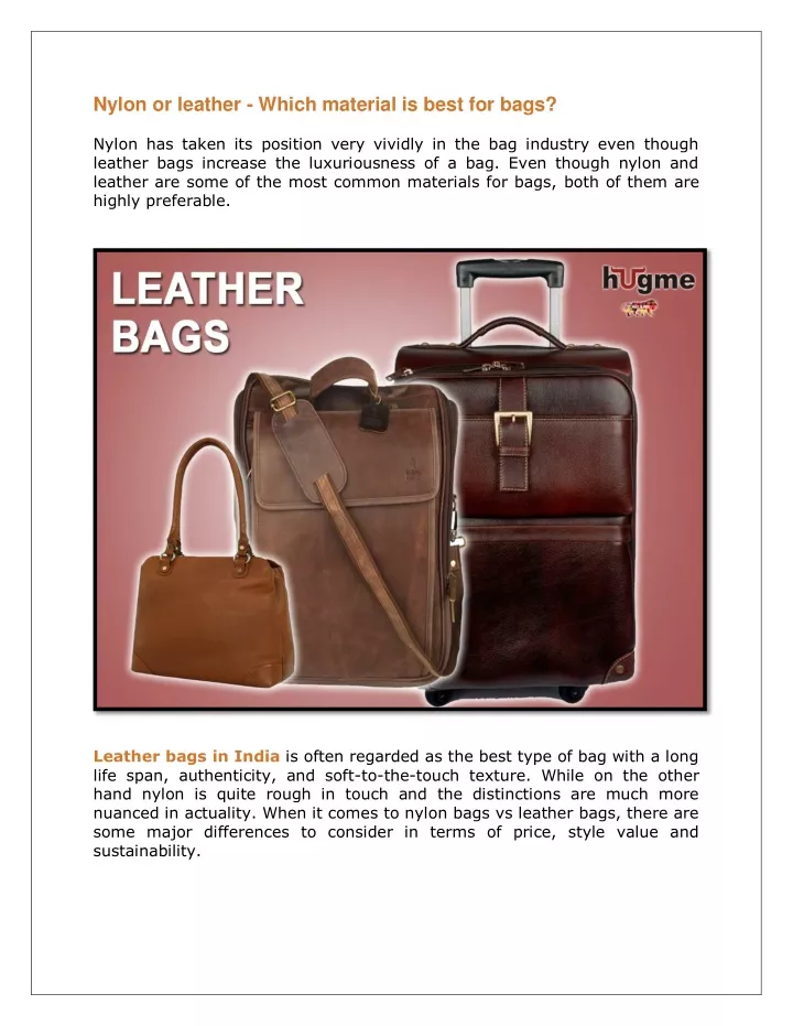 nylon or leather which material is best for bags