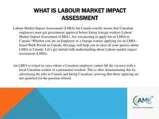 WHAT IS LABOUR MARKET IMPACT ASSESSMENT
