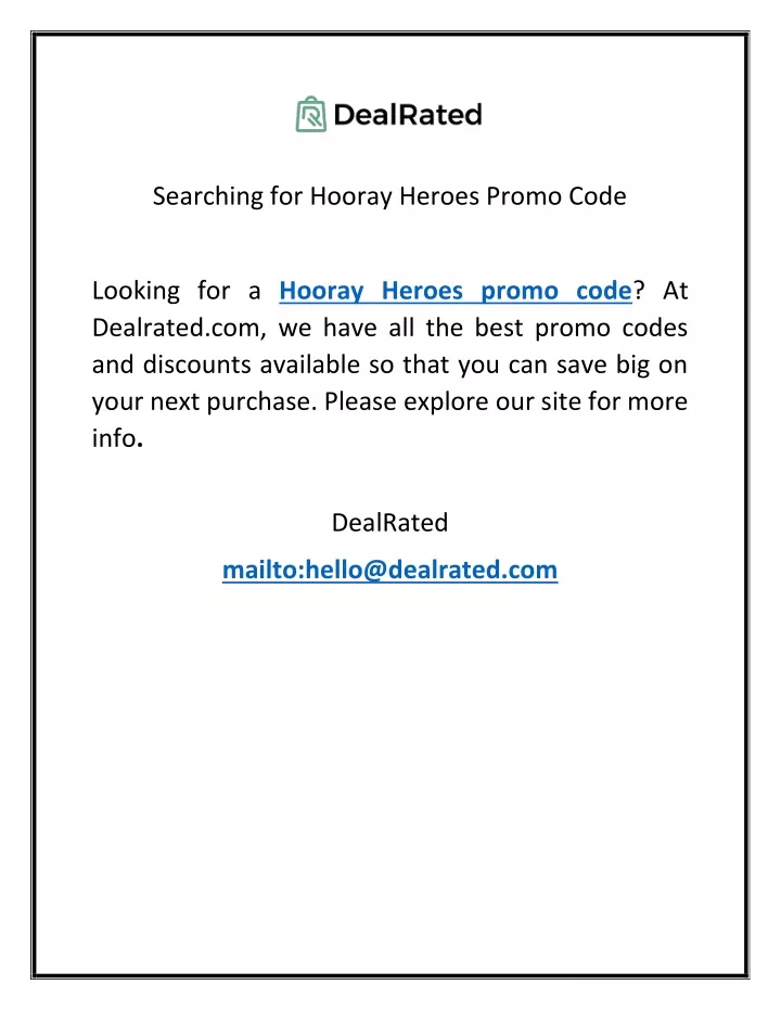 PPT Searching for Hooray Heroes Promo Code PowerPoint Presentation