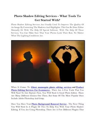 Photo Shadow Editing Services - What Tools To Get Started With