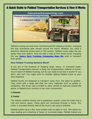 Flatbed transportation service