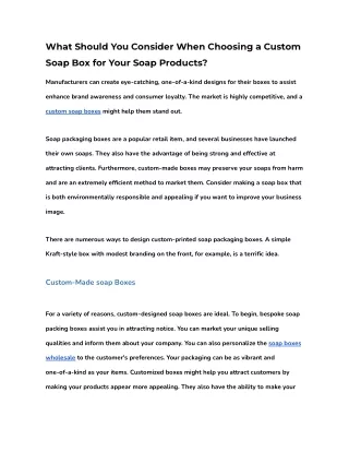 What Should You Consider When Choosing a Custom Soap Box for Your Soap Products