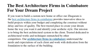 The Best Architecture Firms in Coimbatore For Your Dream Project​