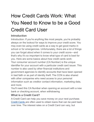 How Credit Cards Work_ What You Need to Know to be a Good Credit Card User