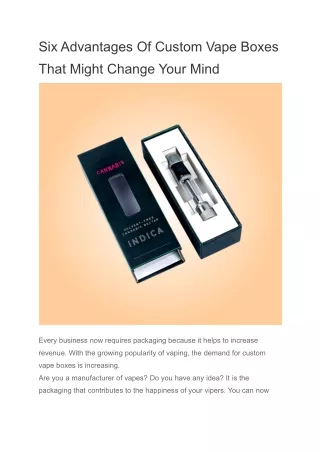 six advantages of custom vape boxes