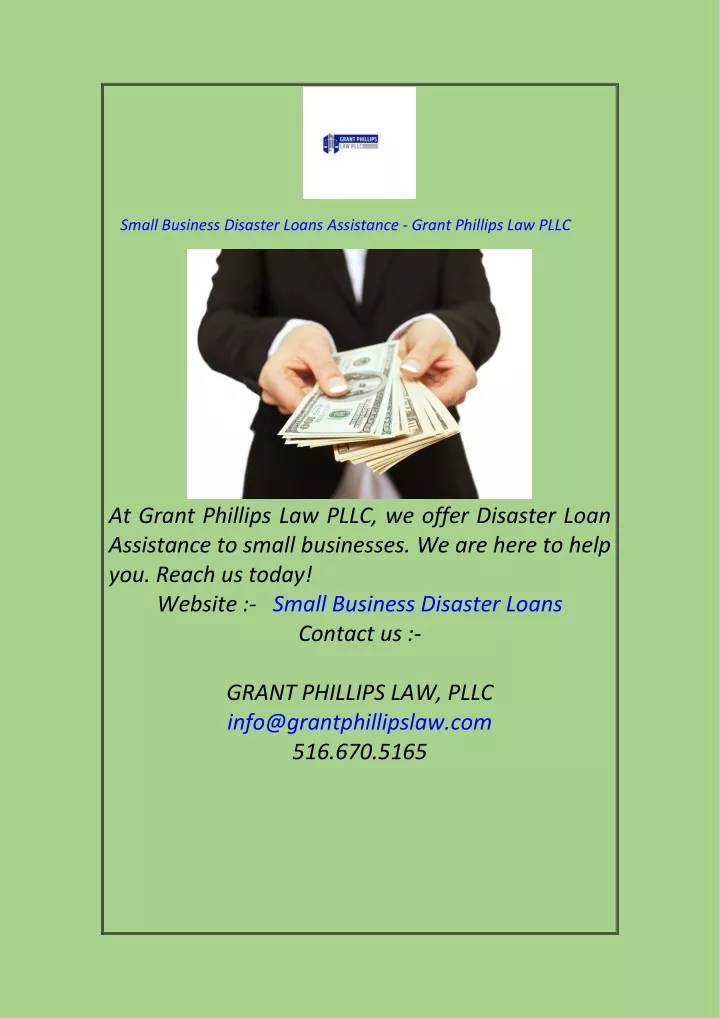 small business disaster loans assistance grant