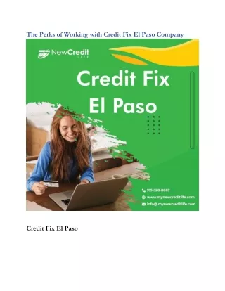 the perks of working with credit fix el paso