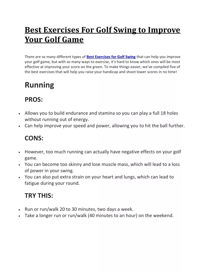 best exercises for golf swing to improve your