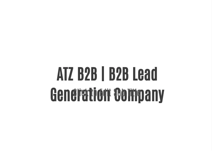 atz b2b b2b lead generation company