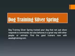 Dog Training Silver Spring