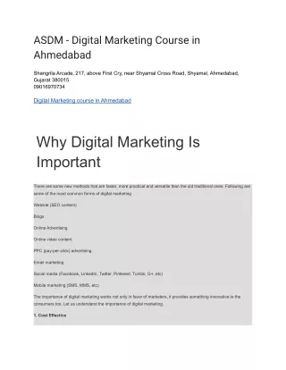 ASDM - Digital Marketing Course in Ahmedabad