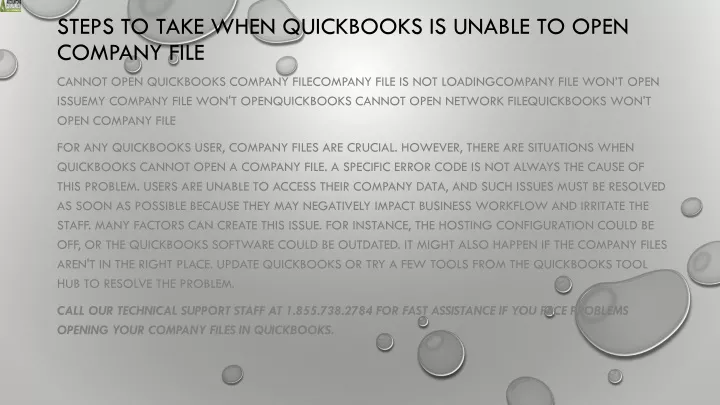 steps to take when quickbooks is unable to open company file