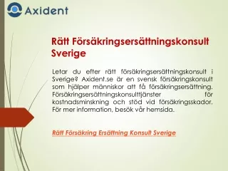 Rätt Försäkringsersättningskonsult Sverige  Axident.se