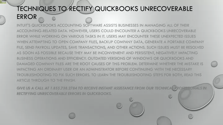 techniques to rectify quickbooks unrecoverable error