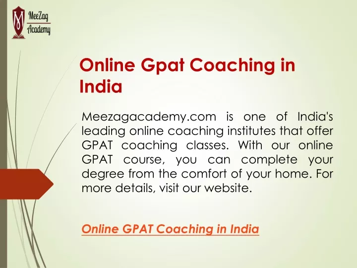 online gpat coaching in india