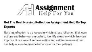 get the best nursing reflection assignment help