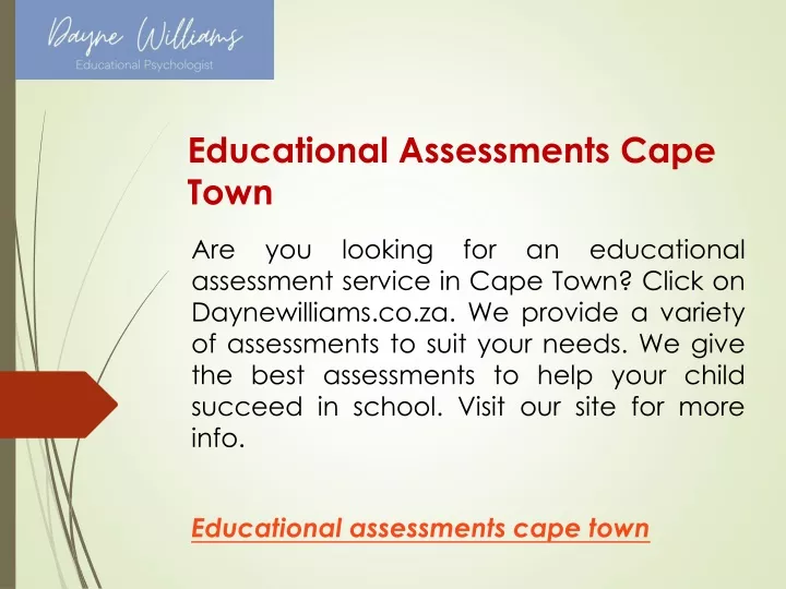 educational assessments cape town