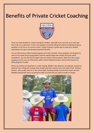 Boost Your Game With Private Cricket Coaching | Blues Cricket Academy