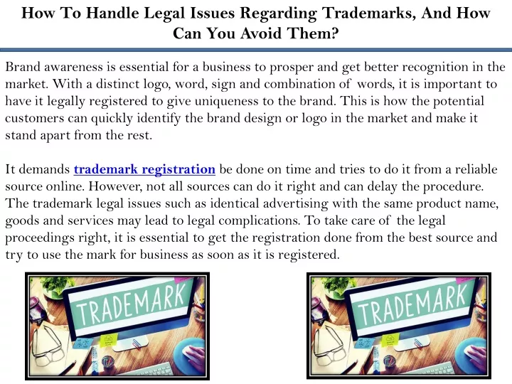 how to handle legal issues regarding trademarks
