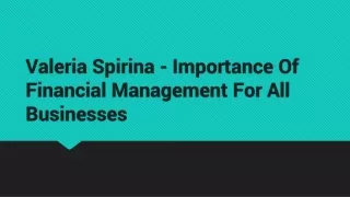 Valeria Spirina - Importance Of Financial Management For All Businesses