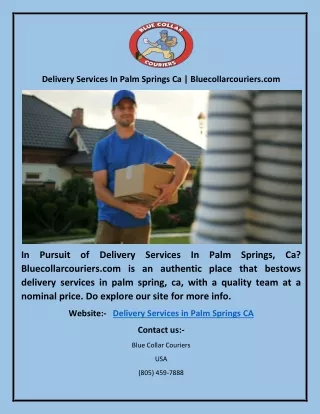 Delivery Services In Palm Springs Ca | Bluecollarcouriers.com