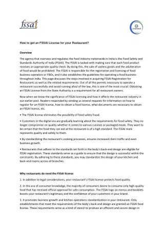 how to get an fssai license for your restaurant