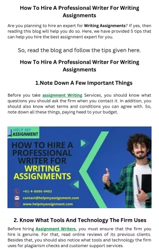 How To Hire A Professional Writer For Writing Assignments