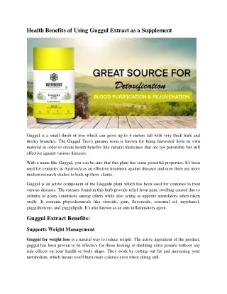 health benefits of using guggul extract