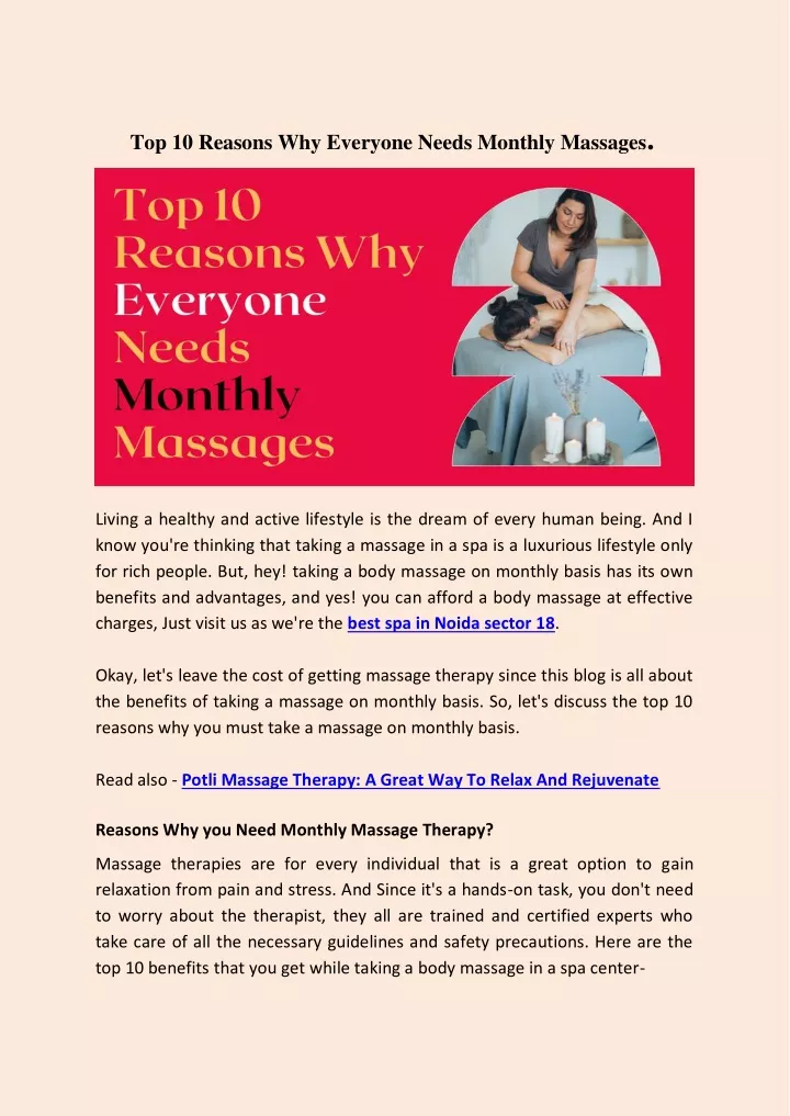 top 10 reasons why everyone needs monthly massages