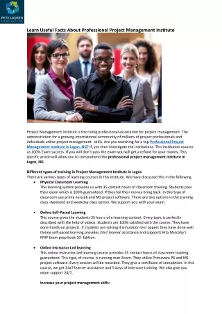 Learn Useful Facts About Professional Project Management Institute