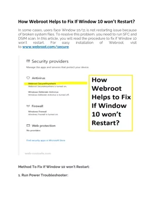 how webroot helps to fix if window